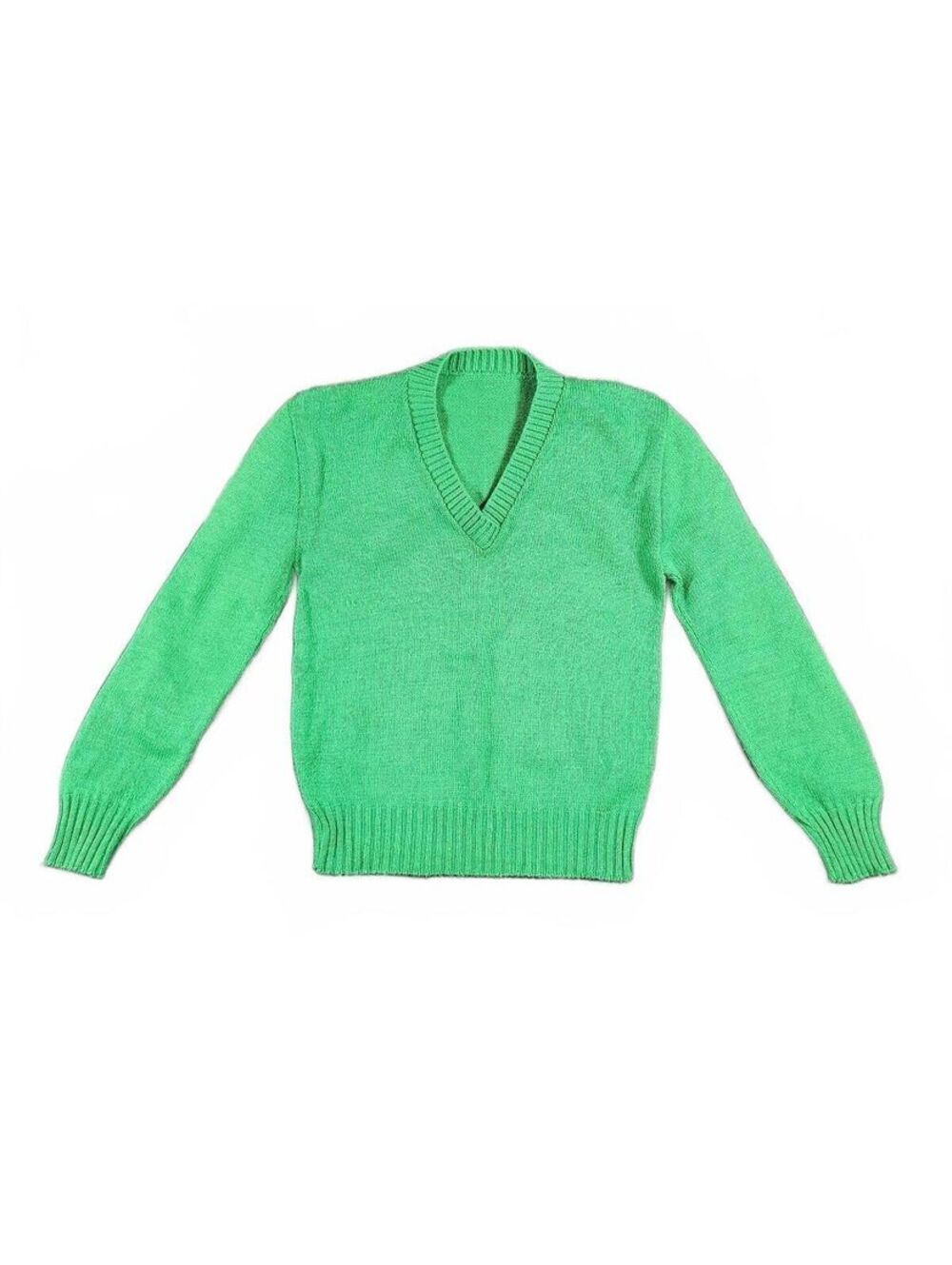 Green V-Neck Pullover Sweater, Size S